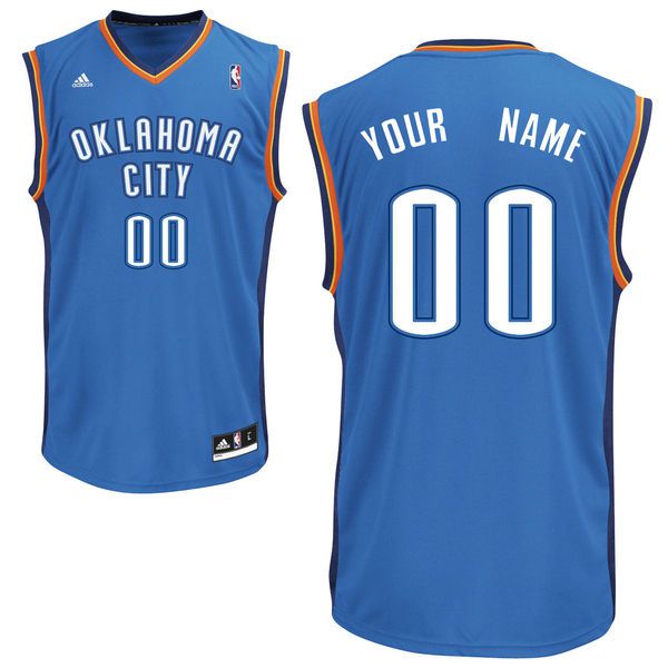 Men Adidas Oklahoma City Thunder Custom Replica Road Royal NBA Jersey